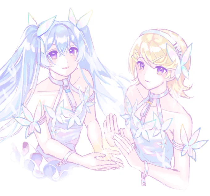 先日やった絵チャで描いたトワイライトライトのミクリン #初音ミク #鏡音リン