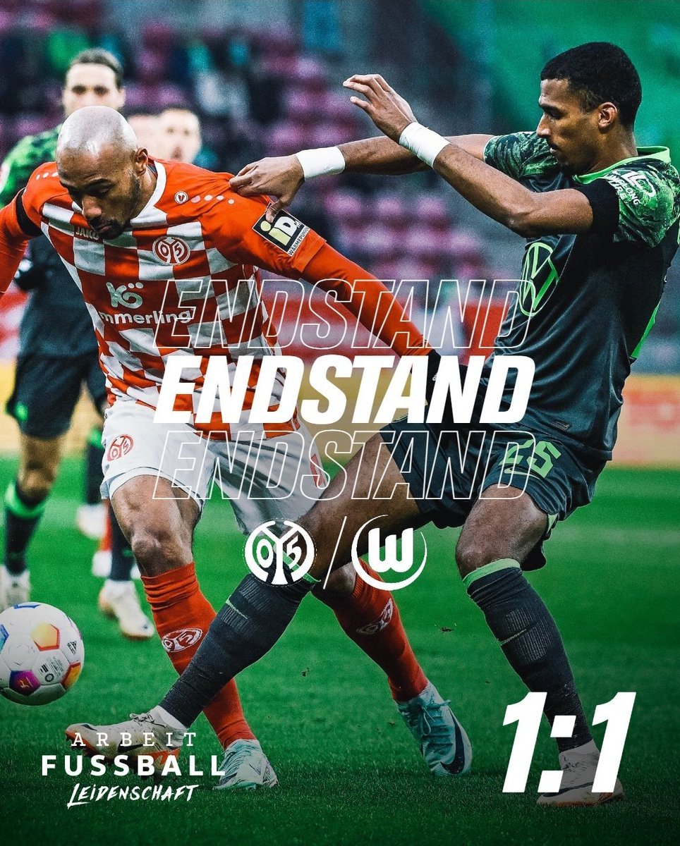 Ligde sadece 𝟭 𝗴𝗮𝗹𝗶𝗯𝗶𝘆𝗲𝘁𝗶 𝗼𝗹𝗮𝗻 Mainz ile berabere kalıyoruz.

#MO5WOB