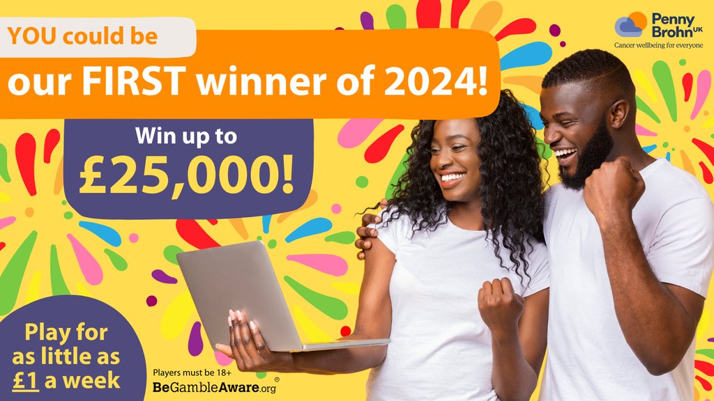Start your year off right by being in with the chance of winning £25,000 EVERY WEEK with the Penny Brohn UK lottery!

Play from as little as £1 and know you're helping those living with cancer feel stronger throughout 2024.

🎱👉️ l8r.it/a3q6