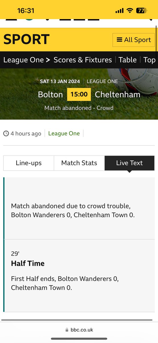 ckirky87's tweet photo. Great reporting @BBCSport absolutely shocking. Can’t beat a piece of ‘honest’ reporting, why break a habit eh? #bwfc #bbc #bbcsport https://t.co/uAfMFXDKDR