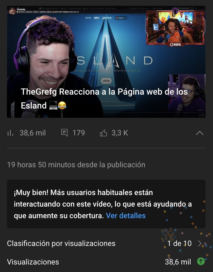 midudev's tweet photo. TheGrefg reaccionó a nuestra web de los ESLAND

Le agradezco:
1. Sus palabras bonitas ❤️
2. Que no me haya denunciado 🤣
3. Su suscripción a mi canal de Twitch 🥹

¡Muchos éxitos con los ESLAND!

Vídeo de mi reacción en el primer comentario ↓ https://t.co/A0xIEJRyxH