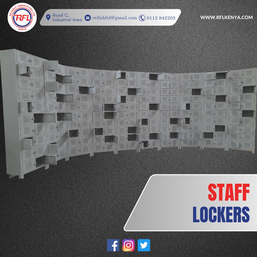 FabricatorsLtd's tweet image. Organize. Secure. Thrive!
Experience workplace efficiency with our state-of-the-art staff lockers! Providing the perfect blend of security and accessibility, because a well-organized workspace is a productive workspace.
Visit rflkenya.com for more
 #LockerSolutions