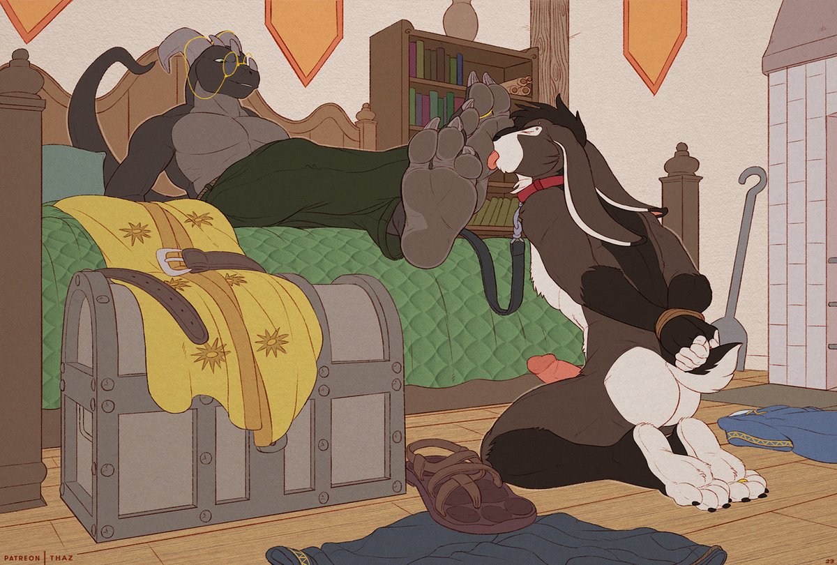 thazdragon's tweet photo. Tzogeran is teaching one of his newer servants how to properly clean his feet~

Com for @tzogeran featuring @KelilanHare https://t.co/BVqJHNqiDH