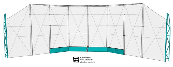 バックネット。母校のを参考にして作りました。本塁側の真後ろに排水溝があり、雨のあとなどはブロック塀に沿って作られた裏側の溝に水が流れる仕組みになっているようです。
