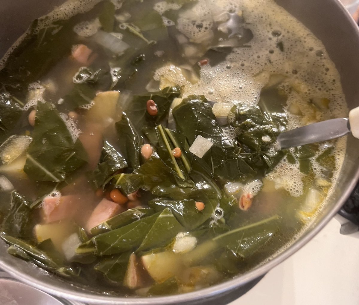 Preparing for a cold week with some pot liquor soup. Made with collards from <a href="/MobileGardens/">Mobile Gardens</a> fall plant sale.