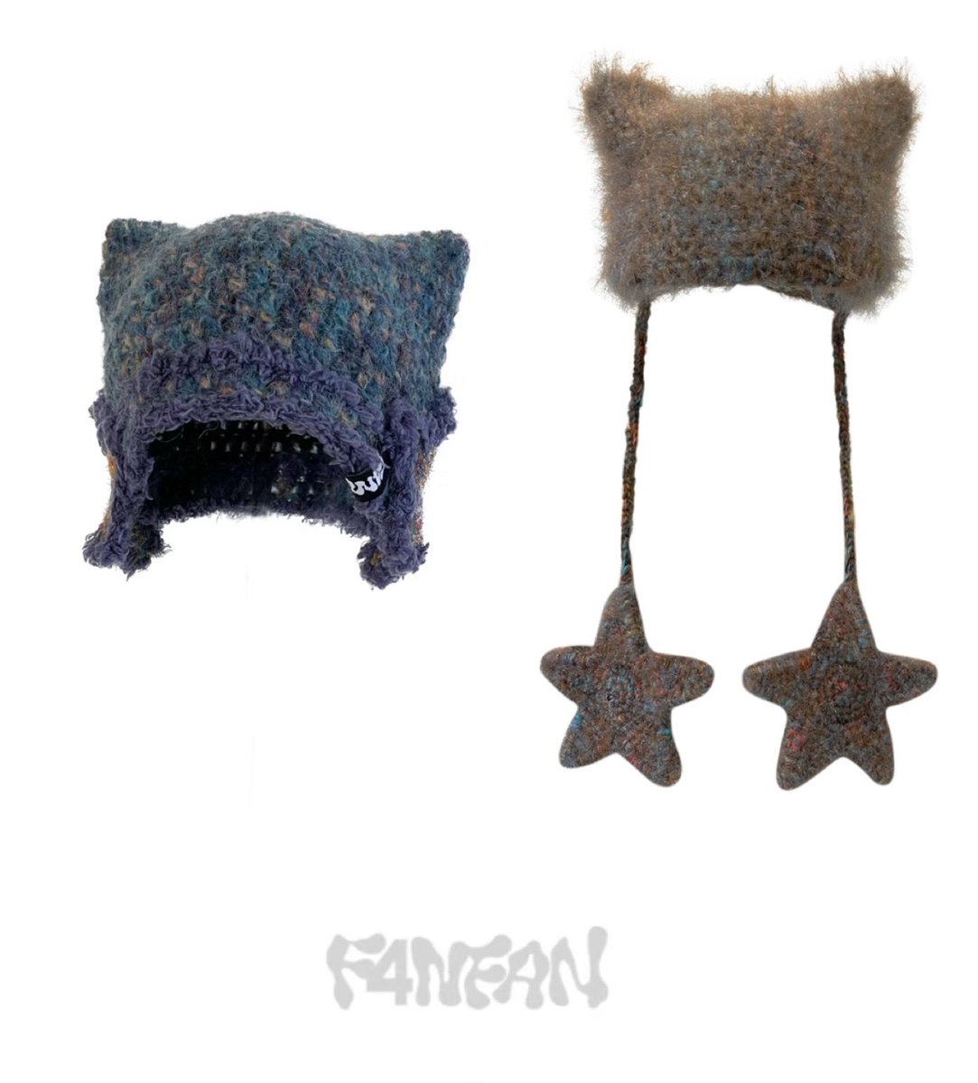 F4NFAN 耳付き帽子 イヌ グリーン UDK ニット耳付きロール | オリジナルTシャツのプリントプラン