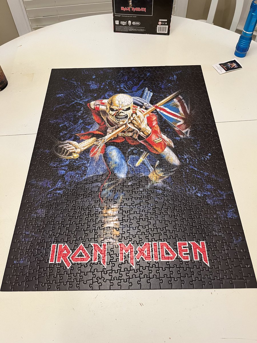 December 16th my wife and I started this beast of a puzzle and completed it Thursday, January, 11th. 🤘🏻Iron Maiden🤘🏻#Maiday