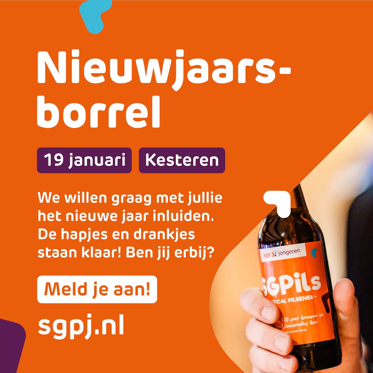 2⃣0⃣2⃣4⃣ is net van start. Daarom organiseren wij op vrijdagavond 19 januari een nieuwjaarsborrel! Onze voorzitter @RodyvHeijst zal een speech houden &amp; er is vooral tijd voor ontmoeting en gezelligheid. Wil je erbij zijn? Meld je aan op onze website 👉 sgpj.nl/activiteiten/n…