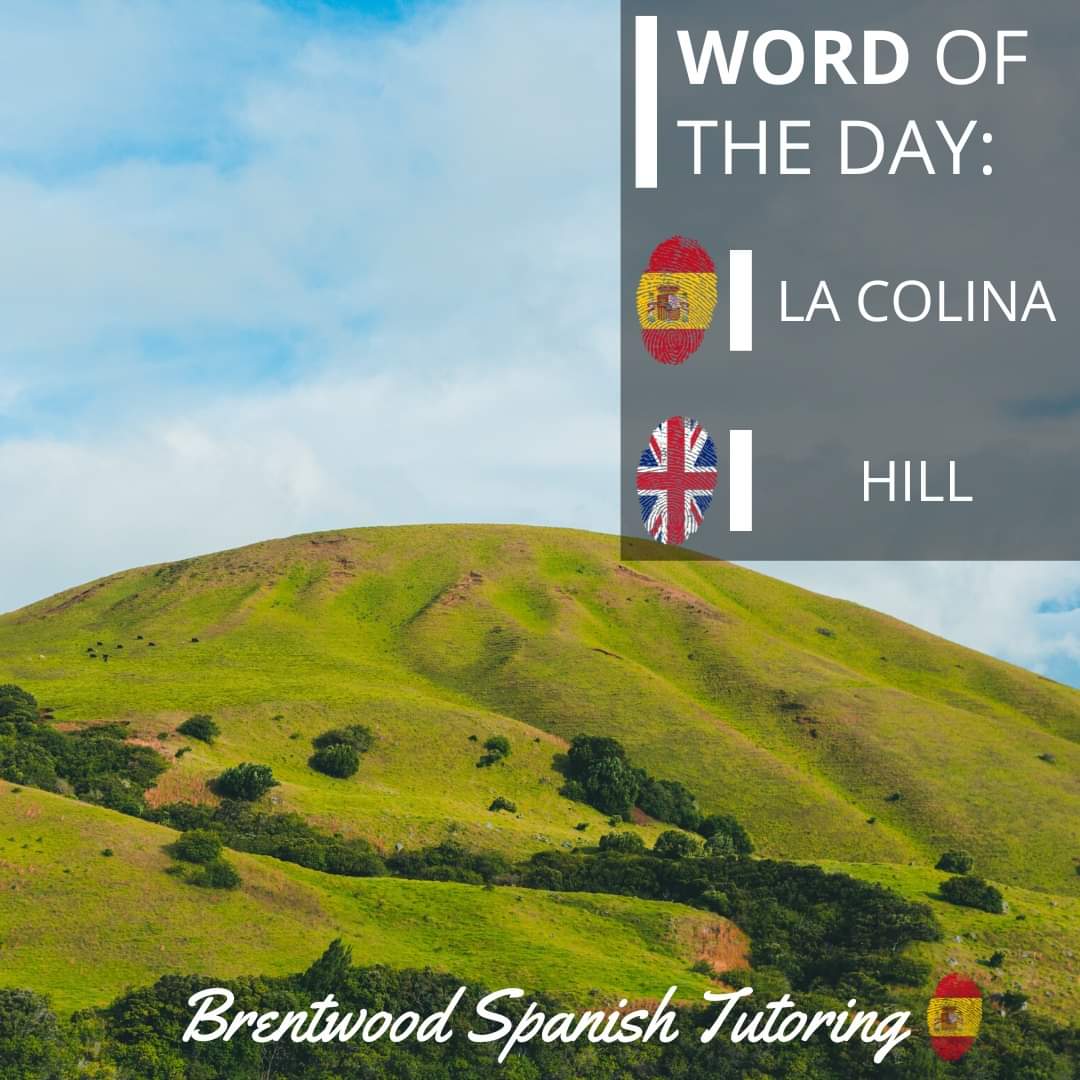Word of the day:
🇪🇸 LA COLINA
🇬🇧 HILL
🌄 🚵‍♀️ ⛰️ 🚵‍♂️ 
#WordOfTheDay #WOTD #Español #LearnSpanish #Tutoring #Education #Language #PalabraDelDia #MFLInsta #MFL #AprenderEspañol #Learning #School #Brentwood #Shenfield #Essex #Spanish #Tutor #BrentwoodSpanishTutoring #Colina #Hill