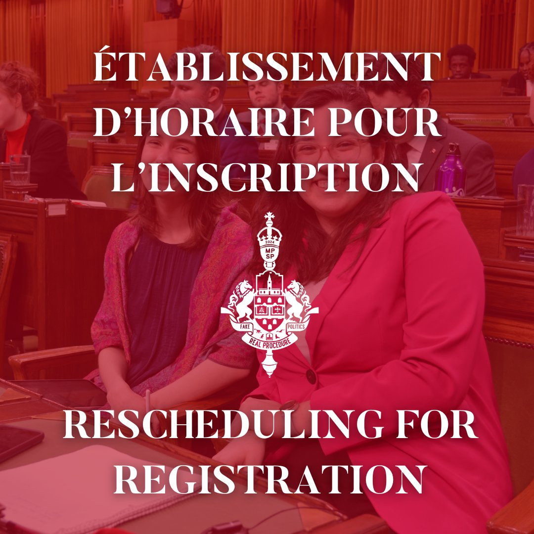 [English follows]

*obligatoire*

Si vous avez manqué la soirée d’inscription, S.V.P. établissez un horaire pour une réunion via le formulaire dans notre biographie pour vous inscrire officiellement pour la MPSP 2024 avant cette fin de semaine.

_________

*mandatory*
If you
