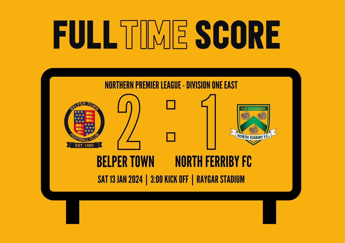 FULL TIME:

The Nailers put in a great shift, playing three quarters of the match with ten players but goals from Demidh and Bastos see us to three points in front of a season high crowd.

Safe journey home to <a href="/north_ferribyfc/">North Ferriby F.C</a> and thanks everyone for your support.