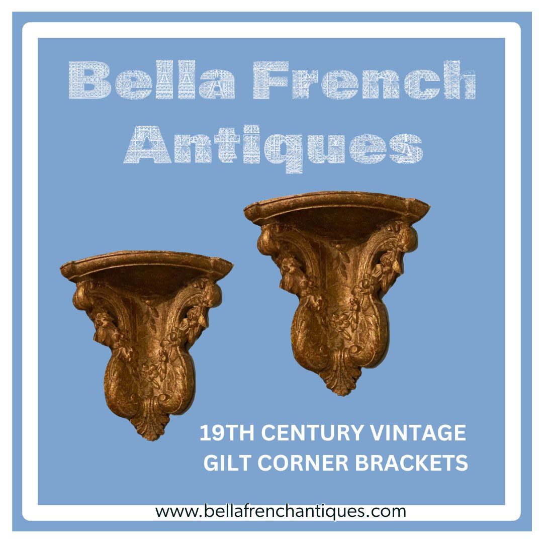 19th Century Vintage Gilt Corner Brackets- a Pair

chairish.com/product/213036…

#bellafrenchantiques #vintagebrackets #giltbrackets #wallbrackets #brackets  #dallasantiques #homedecor #chairish #palmbeachstyle #foundandchairished #frenchinteriors #frenchdecor