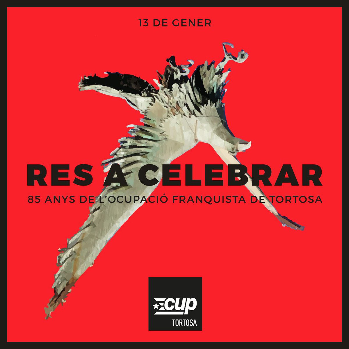 CUPTortosa's tweet photo. Avui fa 85 anys que l'exèrcit franquista ocupava tota #Tortosa.
Malgrat la desmemòria imposada pels cacics i l'església, nosaltres ens mantenim en el compromís antifeixista. Per una Tortosa antifeixista, 13 de gener, RES A CELEBRAR!! https://t.co/ZOoBIG62iK