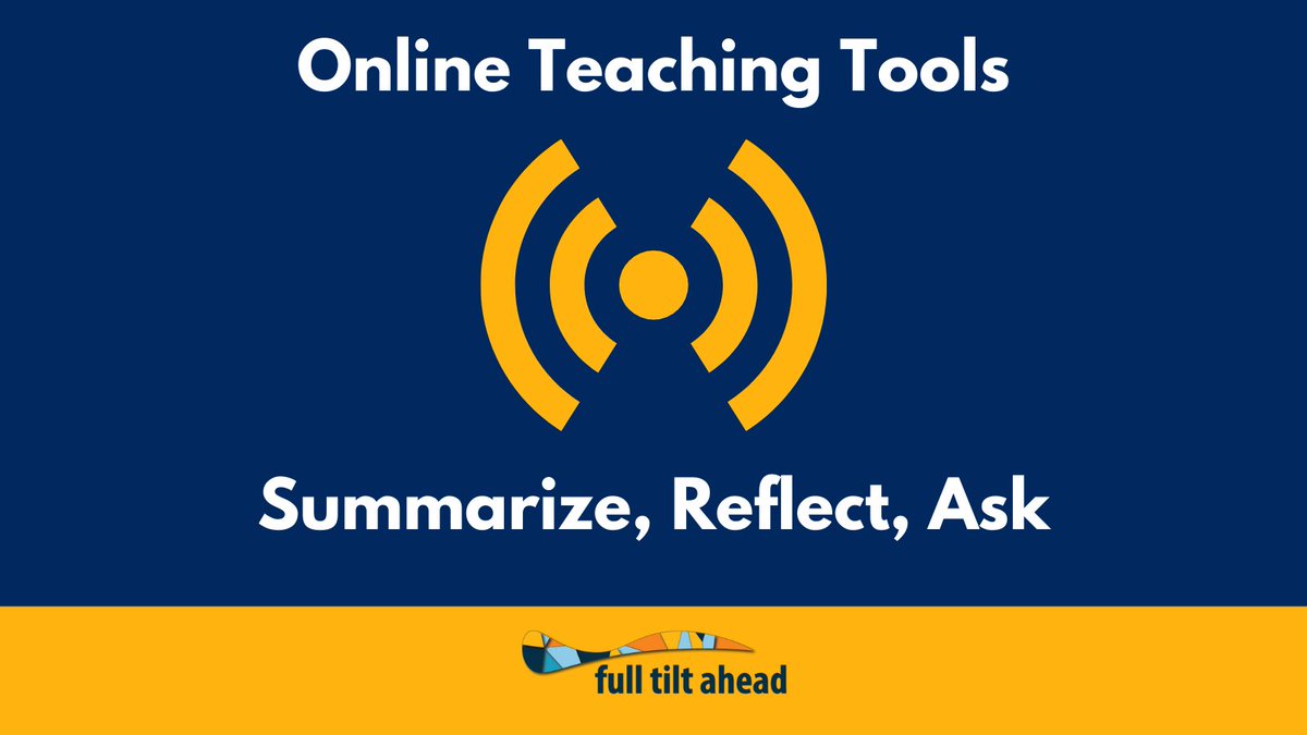 "Summarize, Reflect, Ask" is an engaging online teaching technique that you can use in your classrooms to get students to revisit course materials, reinforcing what they've just learned. Check it out today!

#elearning #onlinelearning #highered

bit.ly/3J8kOiV