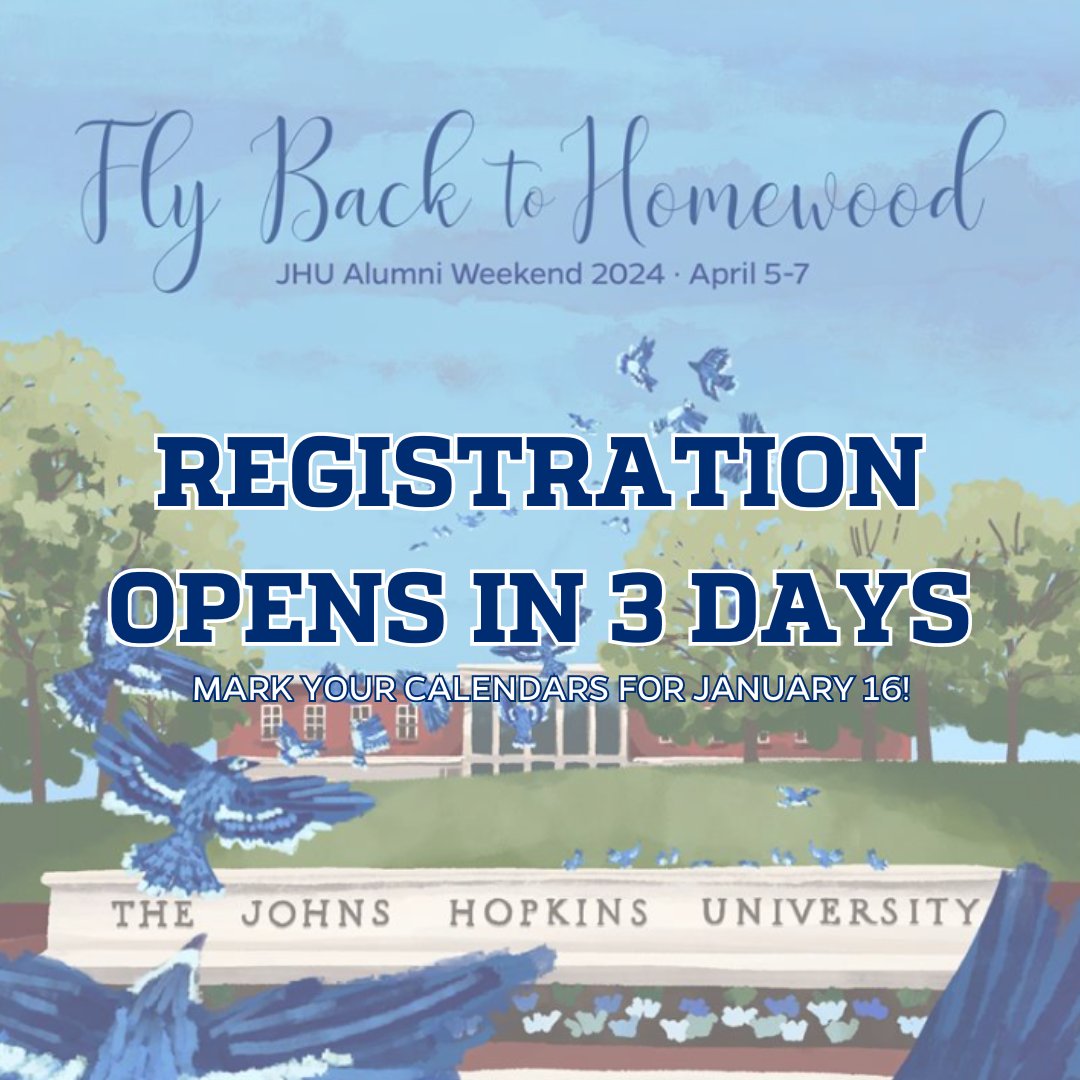 Registration for Alumni Weekend 2024 opens in 3 DAYS! Are you as excited as we are? Remember to mark your calendars for January 16 and keep an eye on your emails - you’ll receive the best discount when you register early. bit.ly/41YqExH