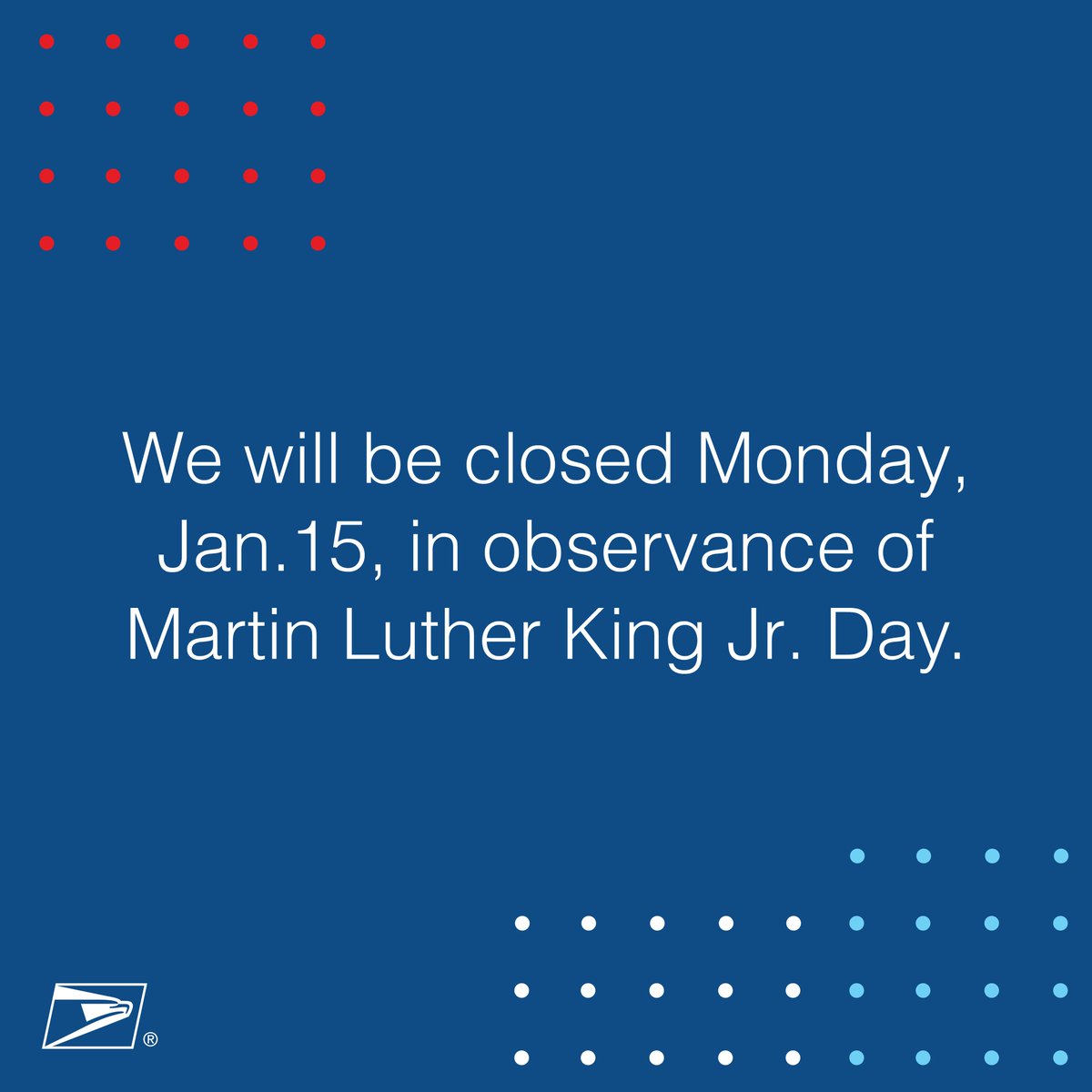 Post Offices will return to normal business hours on Tuesday, Jan. 16 🤗