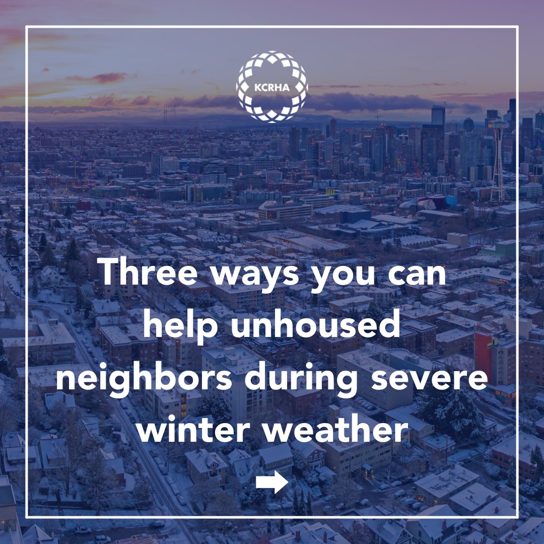 KingCoRHA's tweet photo. Wondering how you can help the unsheltered members of our community during this extreme cold snap? Here are three ways you can make a big difference.  
 
Find updated information on shelters and warm spaces here: https://t.co/BMac3hDW8D https://t.co/eOFHQFAUGh