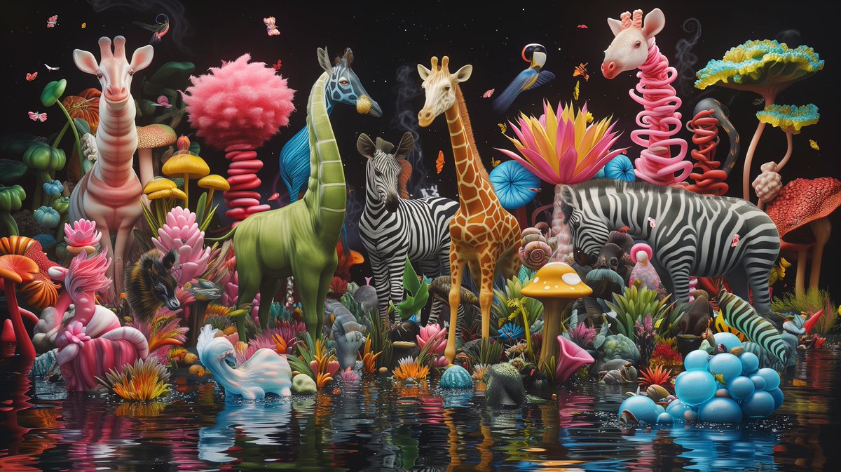 Museumoah's tweet photo. Watering Hole #Midjourney #Nature #AI #Art #AIArt https://t.co/Hs0U1YuyJ0