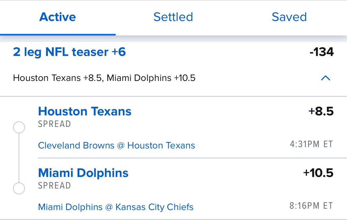 Alex__Monaco's tweet photo. Who ruins this NFL Saturday Teaser?! The answer is no one

🤘Texans +8.5
🐬Dolphins +10.5

Terrible juice but we ride nonetheless 

#wildcardsaturday #nflteaser https://t.co/3iDp3CBIpW