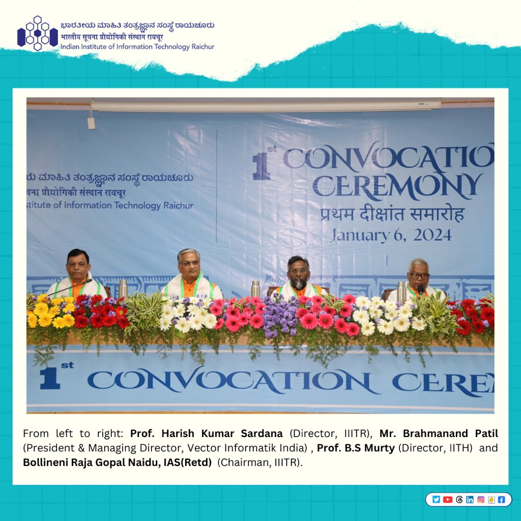 IIITRaichur's tweet photo. Closing the chapter with grace and achievement at IIIT Raichur. A monumental day filled with reflections, achievements, and dreams that pave the way for a promising future. 🎓 #IIITRaichur #ConvocationMemories https://t.co/aTLpSqfYGh