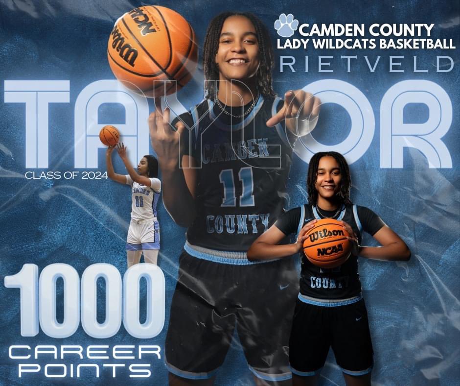 Welcome to the 1000 point club <a href="/hanethero/">Taylor Rietveld</a> !!! We are proud of you🩵 <a href="/cchs_ladycatsbb/">Camden County High School Lady Wildcats</a>