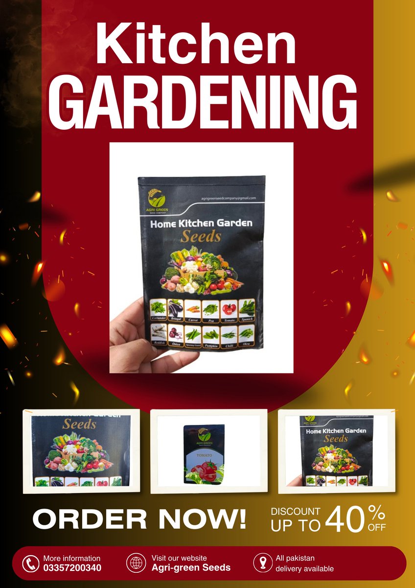 Kitchen gardening seeds of vegetables. 12 types of seeds in one packet. 40 discount. Order now 03357200340