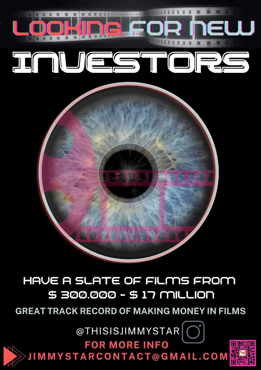 Looking for film investors…I have a slate of films from $300,000- $17 million….great track record of making money in films …for more info jimmystarcontact@gmail.com p.s. compensation for any introductions that lead to financing @elonmusk @richardbranson