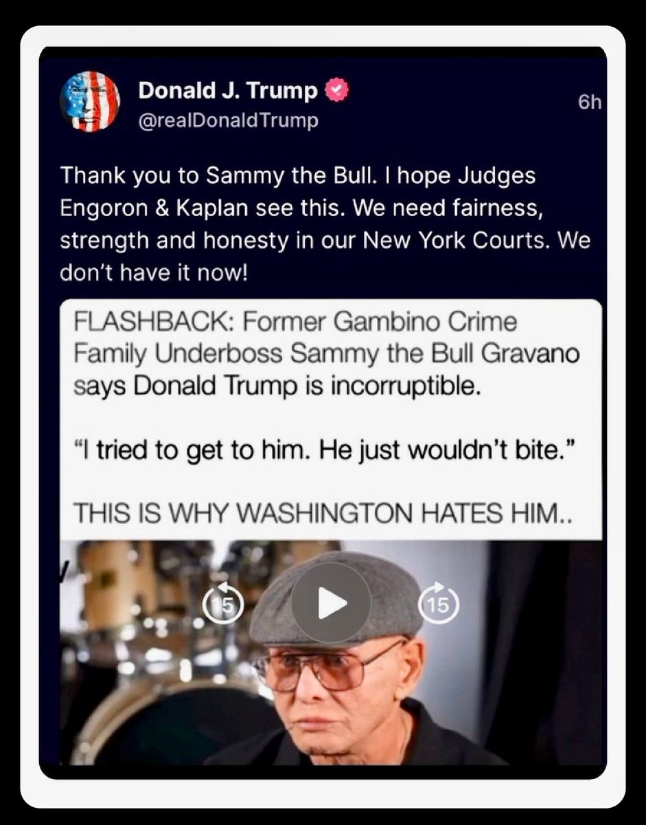 The guy who says Jeffrey Epstein was a 'terrific guy' thanked Sammy the Bull Gravano, the murderer of 19 people, for a character reference. Couldn't find anyone else of higher moral standing to do it. This is the kind of thug MAGA wants running the country.