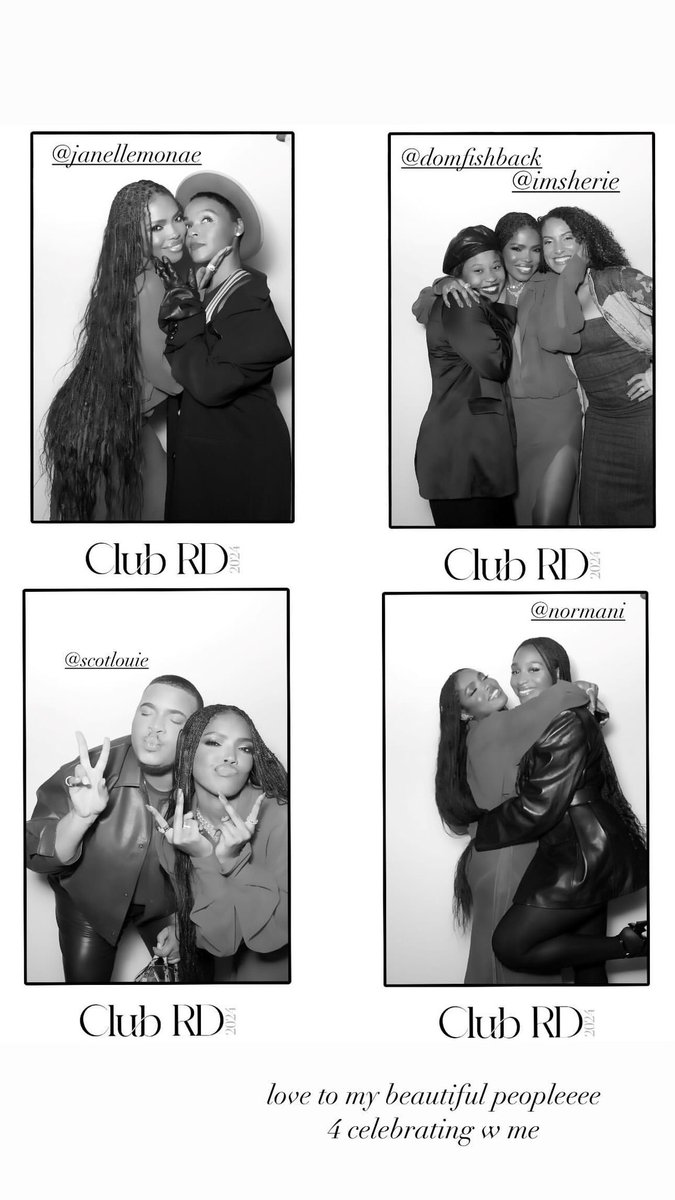 •—/ 📸 • <a href="/RyanDestiny/">RD</a>, <a href="/JanelleMonae/">Janelle Monáe👽🚆🤖🚀🪐</a>, <a href="/Domfishback/">Dominique Fishback</a>, <a href="/ScotLouie/">DIRECTOR OF THE DIVAS. 🫡</a>, <a href="/Normani/">Normani</a>, &amp; Sherie at her birthday celebration last night via IG story 🤎 •

#ClubRD