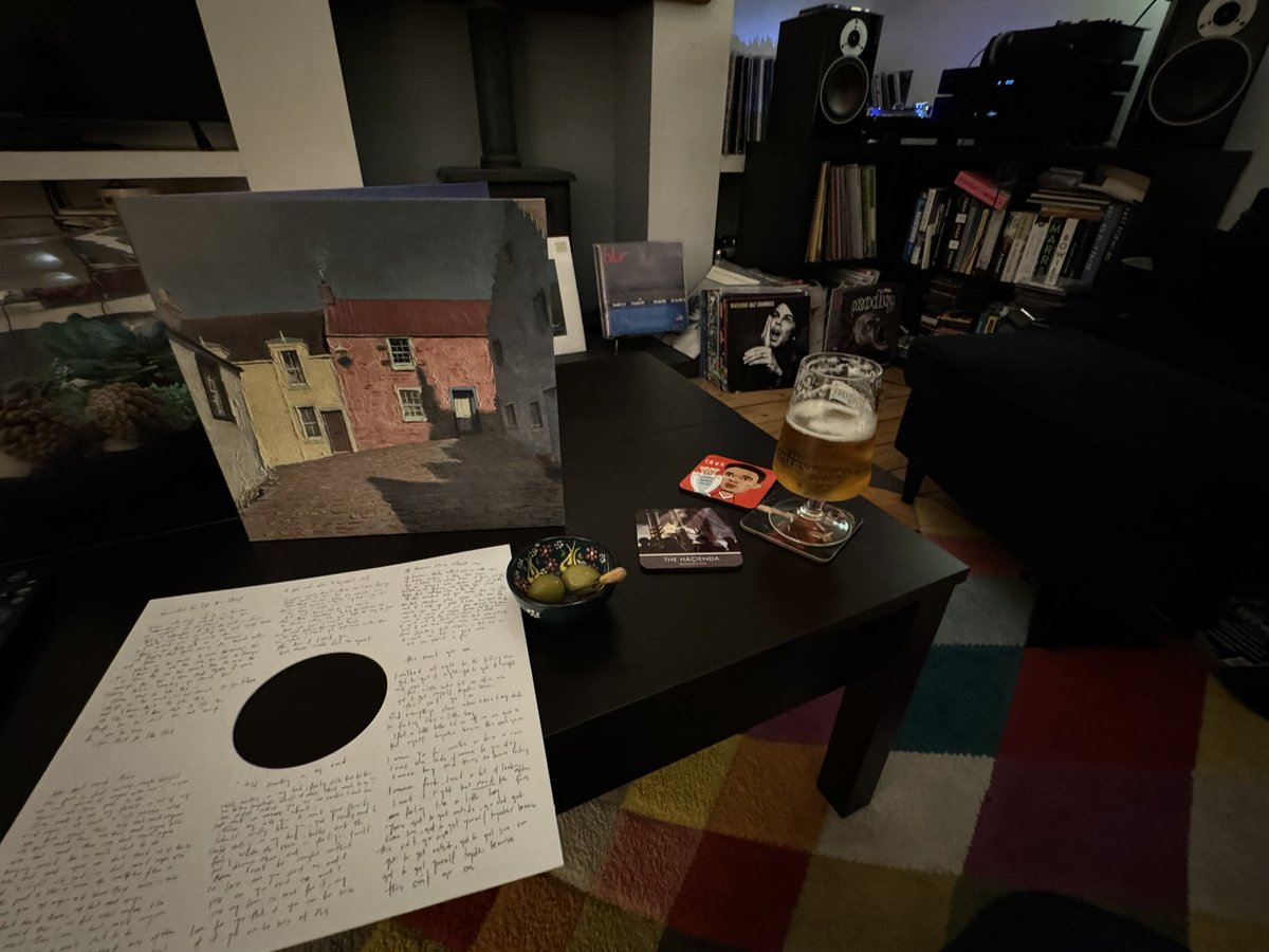 What a lovely way to spend early Saturday evening. A quiet beer, some nice olives and best of all this gorgeous record from @BRyderJones iechyd da indeed 🎵❤️