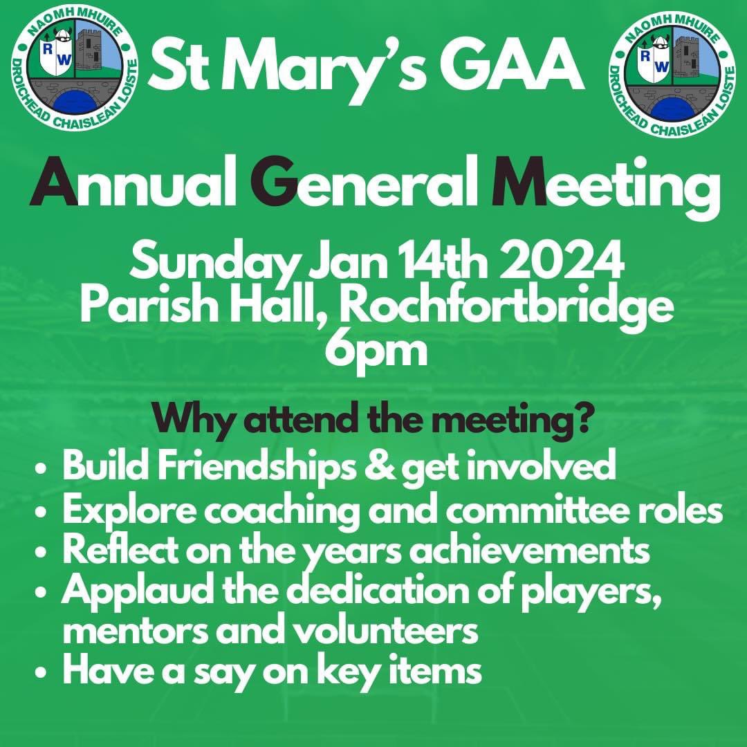 Don’t forget our AGM is on tomorrow evening at 6pm in the Parish Hall.