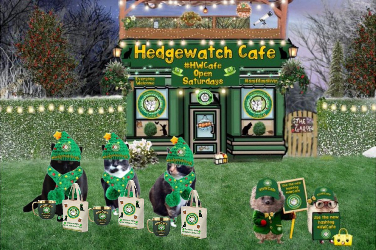We’ve had a furrbulous time at Hedgewatchcafe #HWCafe this afternoon but we’re headed of home with our takeaway bags and mugs. See you again next week paw waves Olive Fig and Bella 🐈‍⬛🐈‍⬛🐈🐾😺#hedgewatch