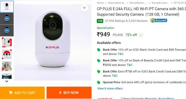 beslisha16012's tweet image. 🔥CP PLUS Wifi Camera at ₹949/-

➡️ fktr.in/UROi3wp

#cppluswificamera #wificamera #belishacollections