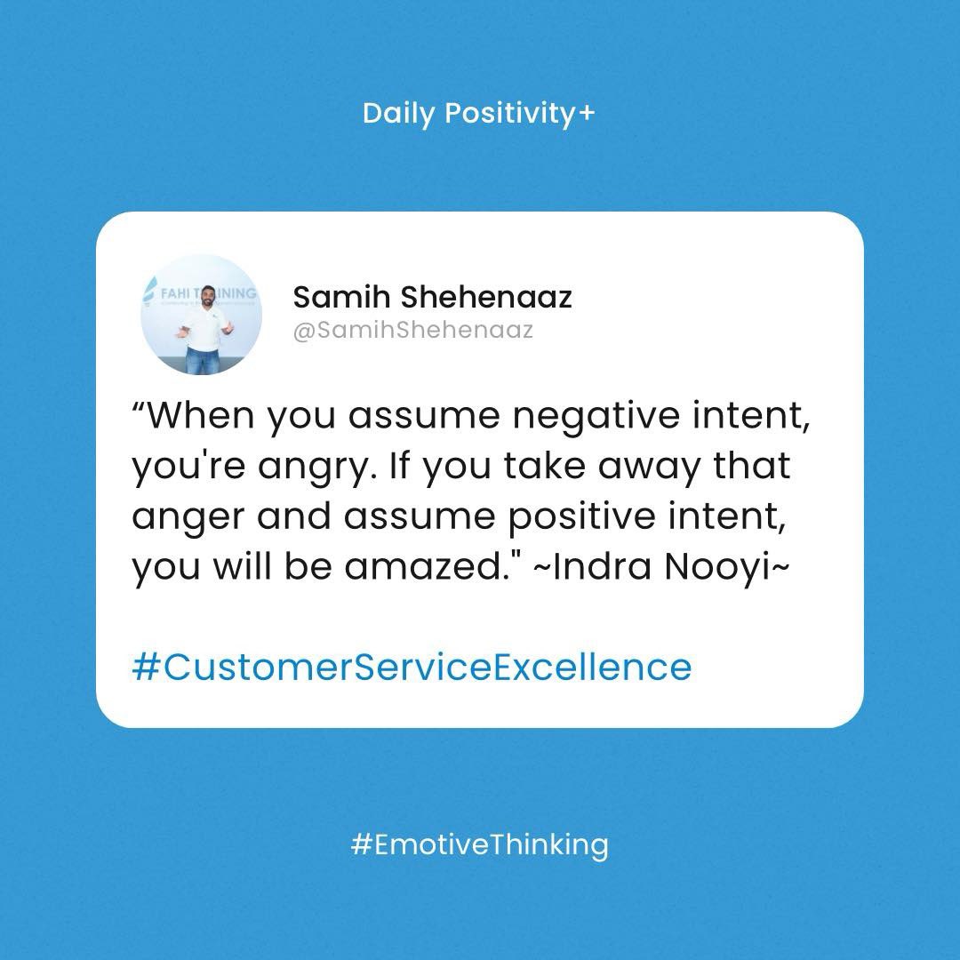 SamihShehenaaz's tweet photo. "When you assume negative intent, you're angry. If you take away that anger and assume positive intent, you will be amazed." — Indra Nooyi
#best #positiveenergies #bethebest #CanDoChallenge #positiveenergyonly #do #PositiveEncouragement #positiveenergy #can #customerservice https://t.co/5msGy7y3bN