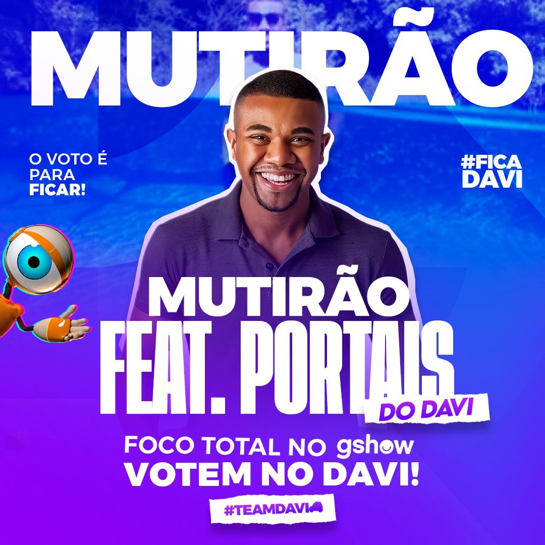 davibbb24's tweet photo. 🚘 MUTIRÃO FEAT. PORTAIS DO DAVI 🚘 
 
📲 A cada 15 votos, comente um EMOJI

🎯 Meta: 1.000 VOTOS POR PESSOA
 
⏰ ENCERRA 15h
 
🚨 O voto é para FICAR, votem no DAVI! 

✅ Bateu a meta? DOBREM A META! 

💻 Link: https://t.co/wDKNQ8oFa6

#FicaDavi | #TeamDavi | #BBB24 https://t.co/mUlnTZd7QI