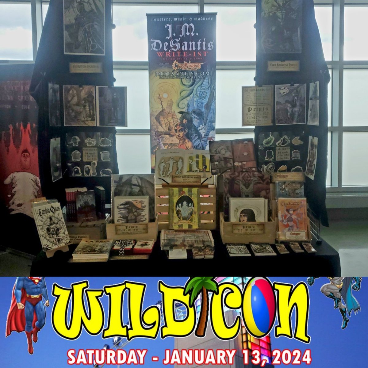 jmdesantis's tweet photo. Had to wait for the backlighting to be a BIT more favourable, but here I am at 2024's first show: Wild Con!
Original #books & #comics; #art, #artprints, & #commissions.
#writer #author #artist #creator #comiccon #WildCon https://t.co/R7qQpj6a3m