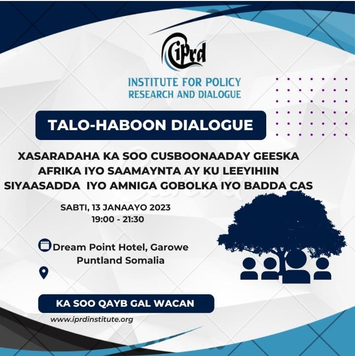 iprdinstitute's tweet photo. In its latest episode of the Talo-Haboon Dialogue, the IPRD Institute will discuss “The Resurgence of Tension in the Horn of Africa and Its Impact in the Region and the Geopolitics on the Red Sea.”

#IPRD_Institute
#Talo_Haboon_Dialogue https://t.co/Cvq3CGn8NA