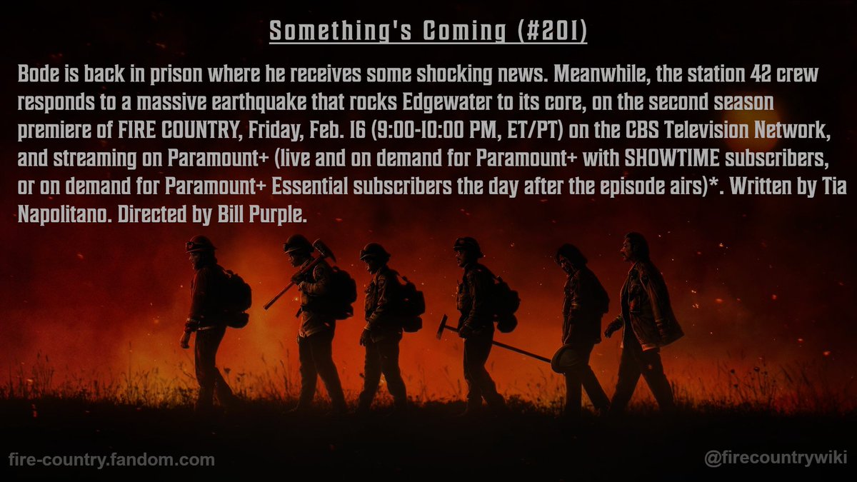 Official synopsis for season 2, episode 1 of #FireCountry — “Something's Coming,” airing on February 16, 2024.