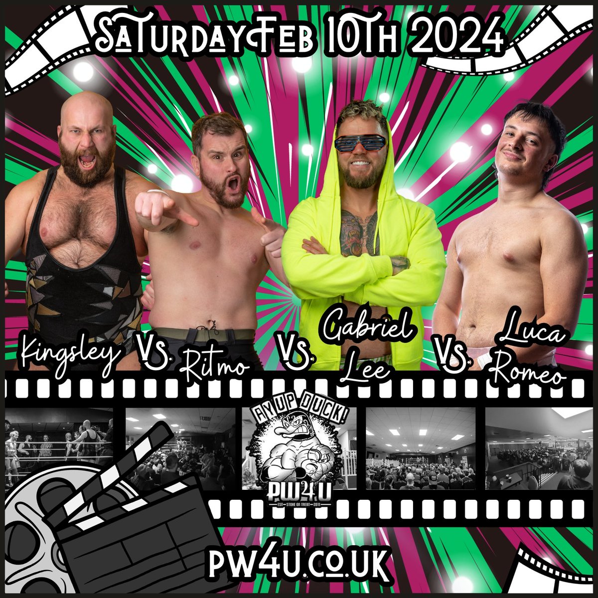 Pro Wrestling 4U (PW4U) (@prowrestling4u) on Twitter photo Saturday Feb 10th at PW4U 'Duck Soup'; our 13 Year Anniversary Show...
⭐ 4-Way Elimination Match : @Kingsley_BTL Vs <a href="/Theelritmo/">Ritmo</a> Vs <a href="/The_GabrielLee/">Gabriel Lee</a> Vs <a href="/ItsLucaRomeo/">Luca Romeo</a> ⭐
🎟️ PW4U.CO.UK 🎟️ Saturday Feb 10th at PW4U 'Duck Soup'; our 13 Year Anniversary Show...
⭐ 4-Way Elimination Match : @Kingsley_BTL Vs <a href="/Theelritmo/">Ritmo</a> Vs <a href="/The_GabrielLee/">Gabriel Lee</a> Vs <a href="/ItsLucaRomeo/">Luca Romeo</a> ⭐
🎟️ PW4U.CO.UK 🎟️