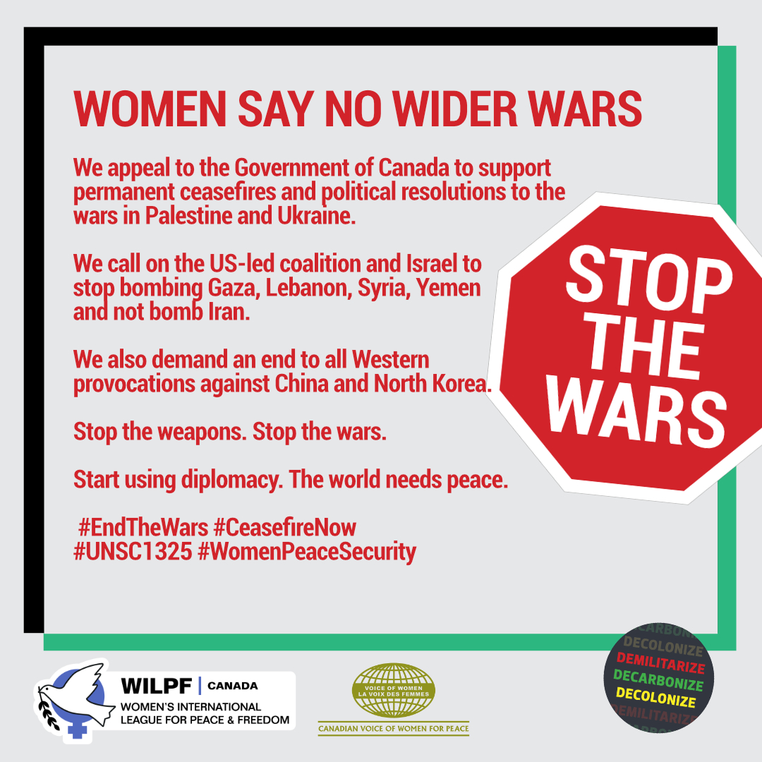 We call on 🇨🇦 Foreign Affairs Minister @melaniejoly to end the wars, not escalate them. Stop the genocide in #Gaza, stop bombing #Yemen & stop the war in #Ukraine. This isn't #WomenPeaceSecurity or #FeministForeignPolicy. No more weapons. Use diplomacy. The world needs peace.🕊️