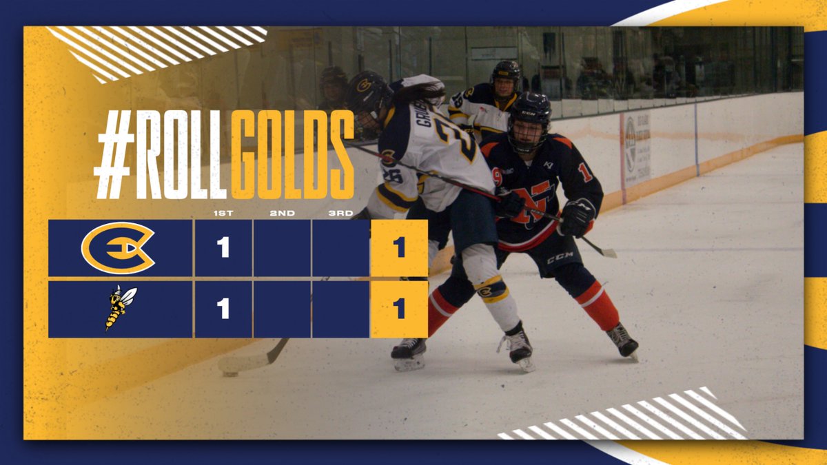 All tied up after the 1st period. 
Madisyn Krumholz with the goal, assisted by Kylie Wiltse. 
<a href="/UWECWHockey/">Blugold Women’s Hockey</a> #RollGolds