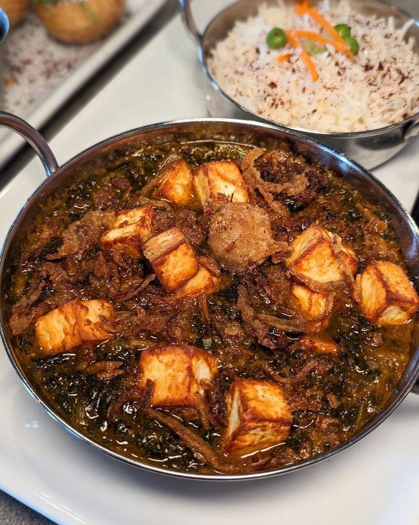 cni713's tweet photo. Embark on a lush, green journey with our amazing Saag Paneer!
Each bite is a perfect harmony of creamy paneer and rich, savory spinach, seasoned to perfection. ๐๐
#SaagPaneer #LocalBar #LocalRestaurant #CNI713 #HoustonTX https://t.co/z8RhAbZdib