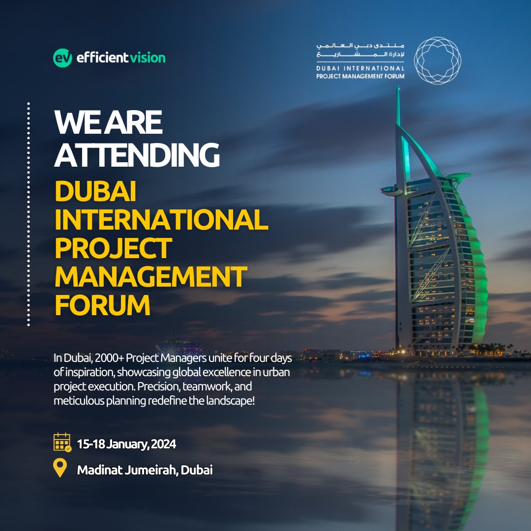 EffvisionTweets's tweet photo. 🌟 Effvision's Journey from Vegas to Dubai 🌟

After an insightful experience at CES 2024 in Vegas, we're excited to continue our journey at the upcoming Project Management Forum in Dubai!

📆 Save the Date: 15-18 January 2024 

📍 Madinat Jumeirah, Dubai 

#PMFD #Dubai #Tech https://t.co/ieucdM0iMZ