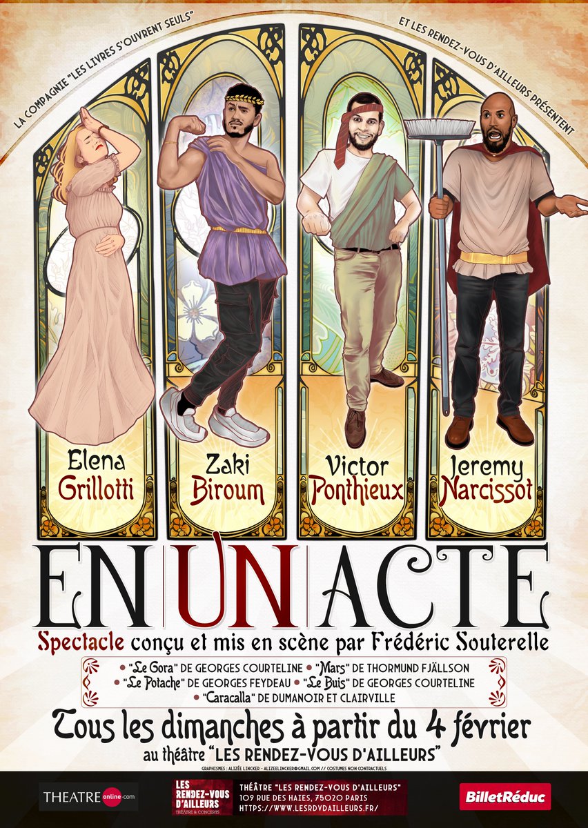 Les amies et les amis... dans 3 semaines débute mon prochain spectacle... tout en humour et rigolade : En Un Acte !
Compilation de 5 pièces en un acte : 5 pièces en 1 heure !
A partir du 04/02 à 17h au Théâtre Les Rendez-vous d'ailleurs, 109 rue des Haies-75020 Paris
RT appréciés