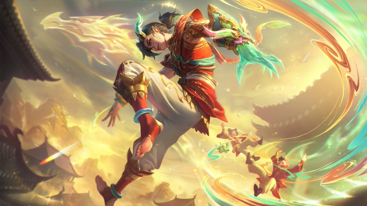 LoLUKN's tweet image. Find joy in the trickster’s delight 🫶 

🐉💛 Heavenscale Ezreal 💛🐉
