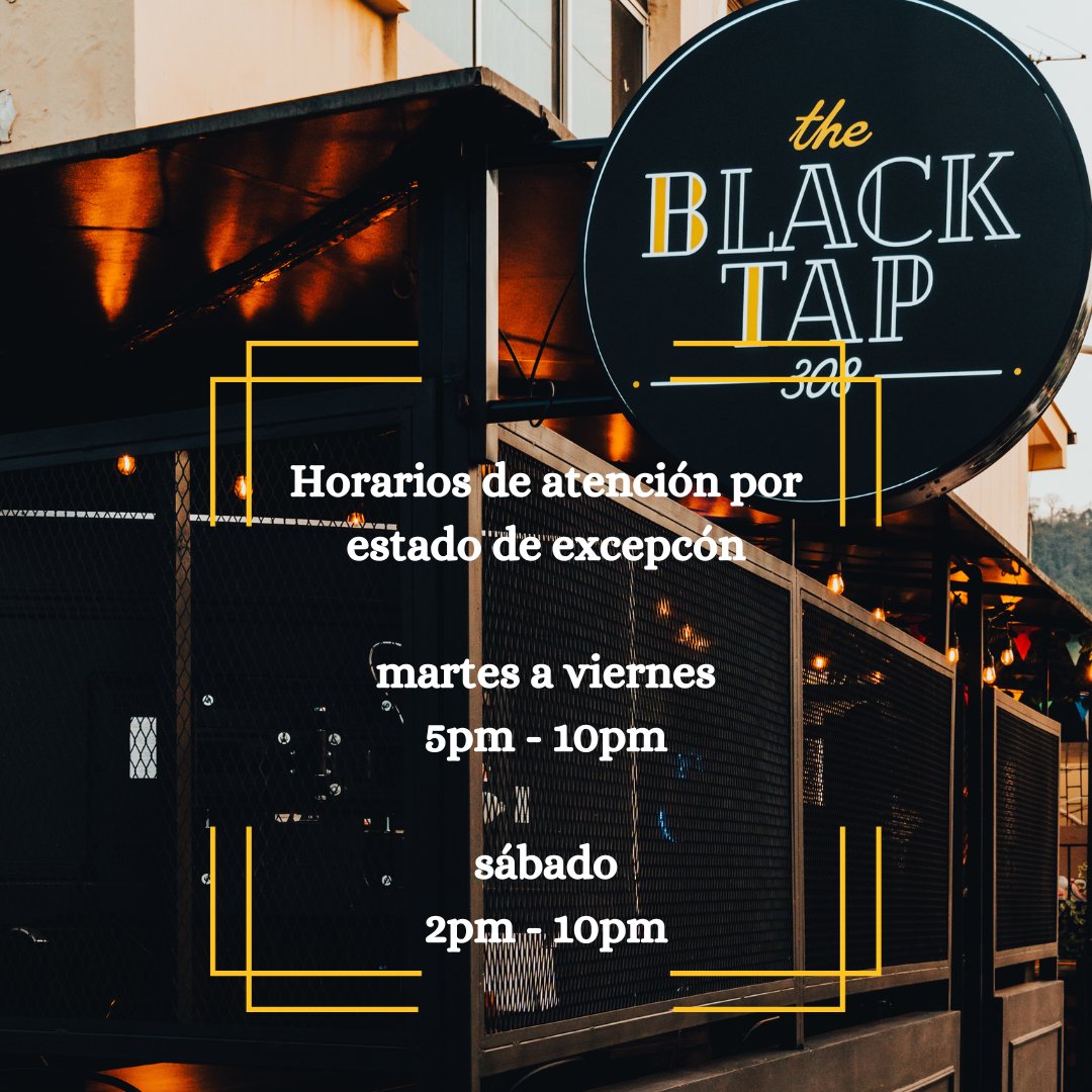 theblacktap's tweet photo. Este sábado nuestro horario inicia desde las 2 de la tarde por las restricciones del estado de excepción

Ven y apoya al comercio local 🇪🇨 en la esquina más bacán de Miraflores

Aprovecha nuestras promociones en cervezas artesanales🍺 y disfruta de nuestro menú de alitas 🍗 https://t.co/i44Zu8S2F6