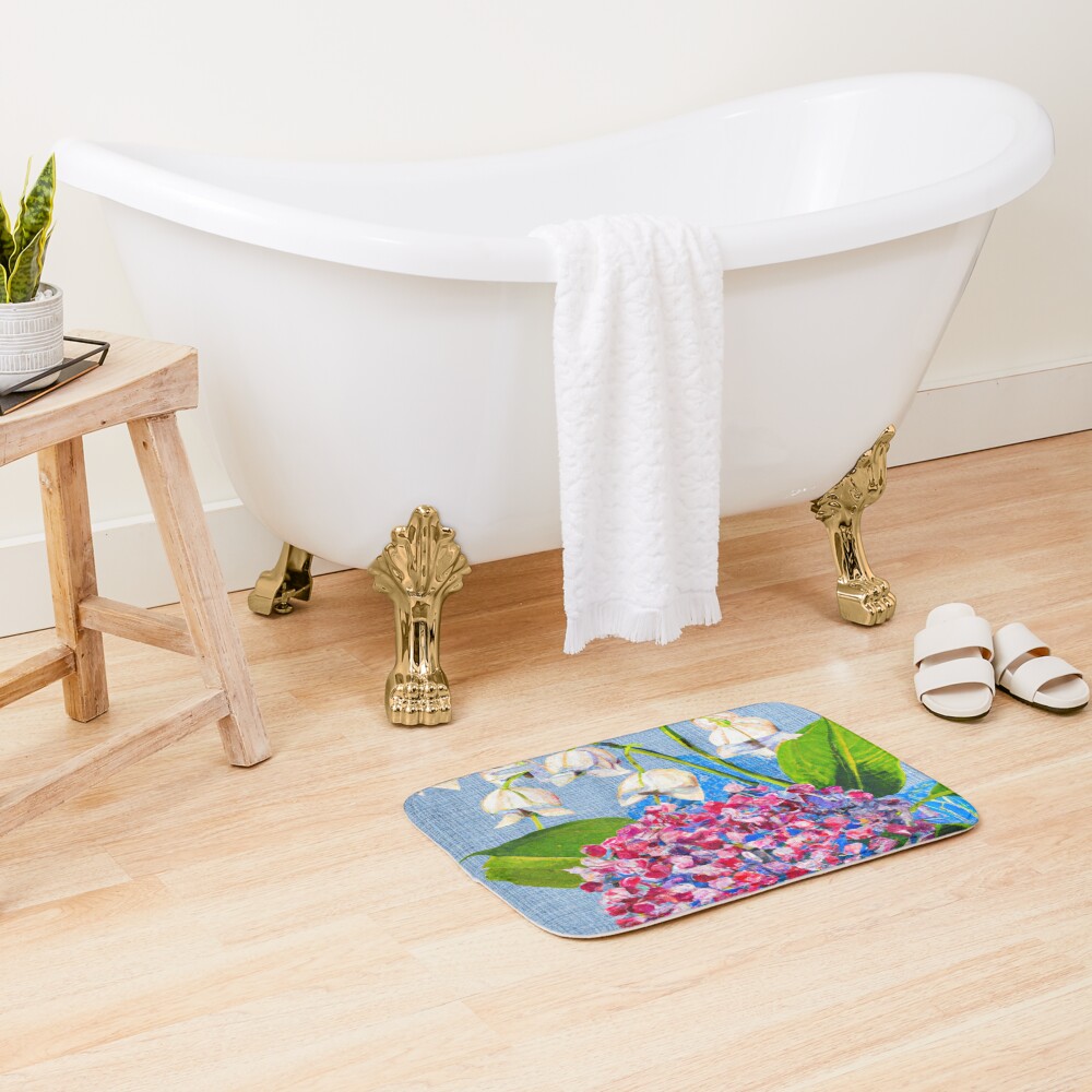 jackbermess's tweet photo. Tranquility Blooms: Hydrangeas and Convallaria May Flowers #Bath_Mat #RedBubbles 
https://t.co/6NuVdsHegM https://t.co/PwCwopQZMQ