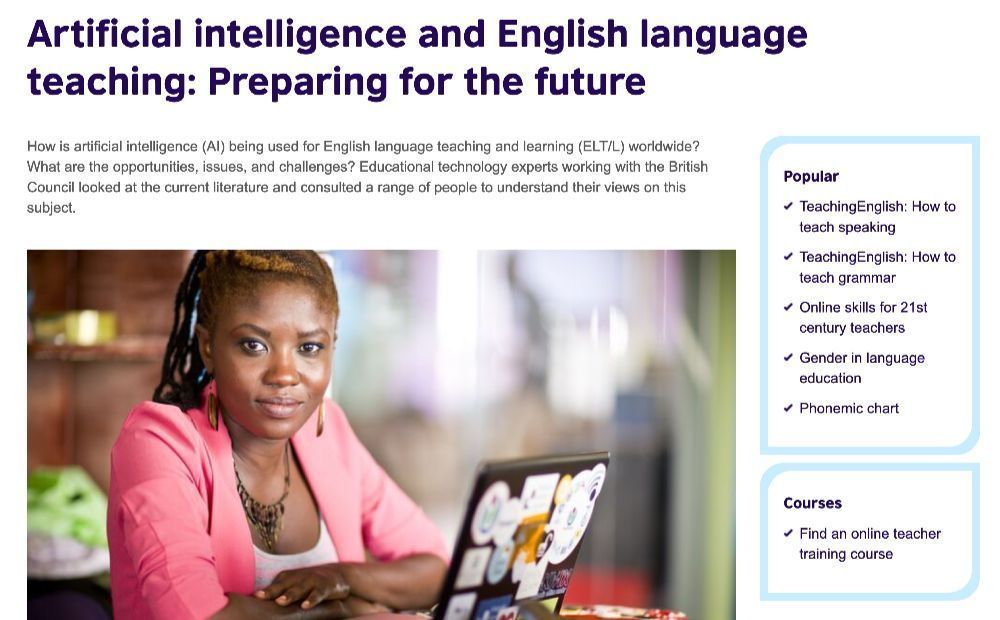 peacheypubs's tweet photo. Artificial intelligence and English language teaching: Preparing for the future https://t.co/wZ5KiGSDhO A fascinating free 76- page report from the British Council #esl #efl #elt #tesol #eal #tefl #edtech #edtools #AI #ChatGPT https://t.co/cMiiHkzBvX