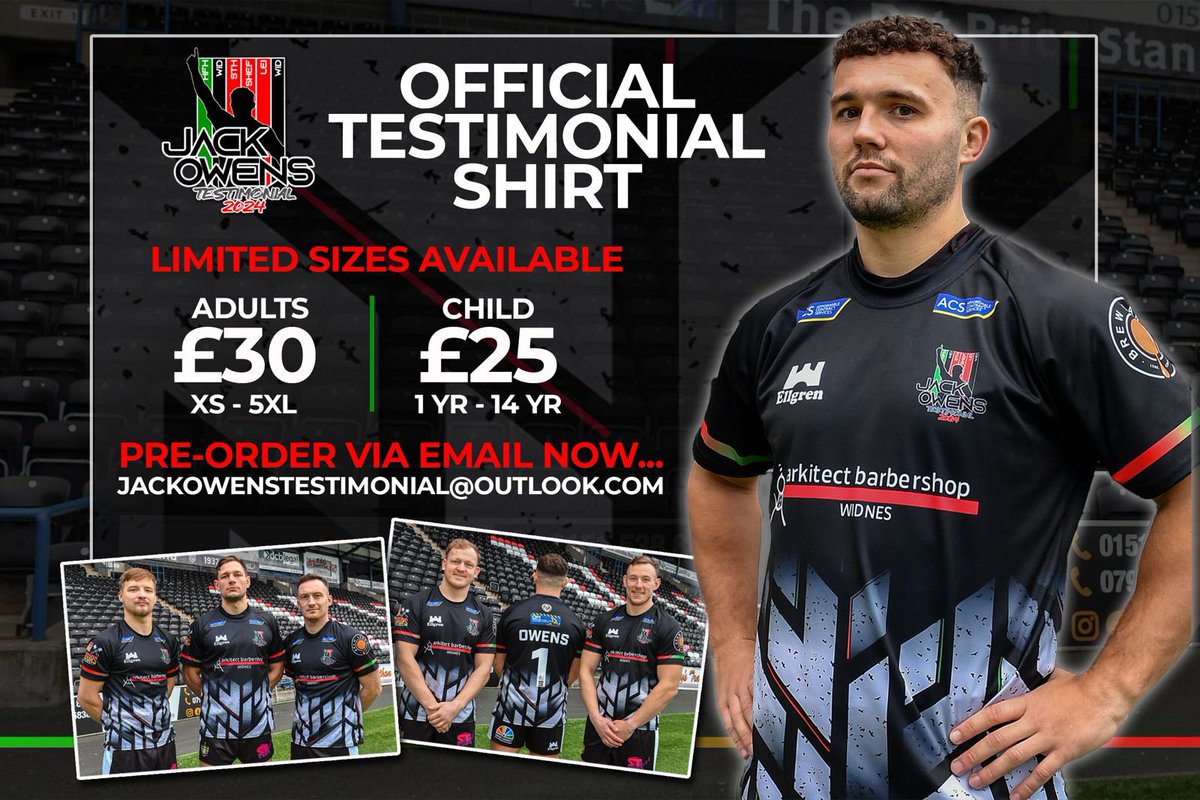 jackowens17's tweet photo. Pleased to unveil the official Jack Owens testimonial shirt. Available to pre-order now.

Please be aware there is limited quantities available in each size so don’t delay, Secure yours now by emailing jackowenstestimonial@outlook.com https://t.co/1CndEUr4pe