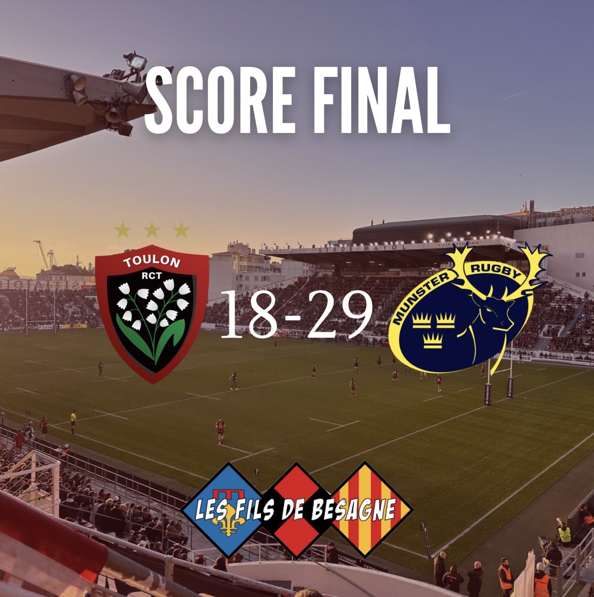 FilsdeBesagne's tweet image. ❌ 𝐃𝐞́𝐟𝐚𝐢𝐭𝐞
Les 🔴 &amp;amp; ⚫️ s’inclinent à domicile face au Munster
#défaite #RCTMUN